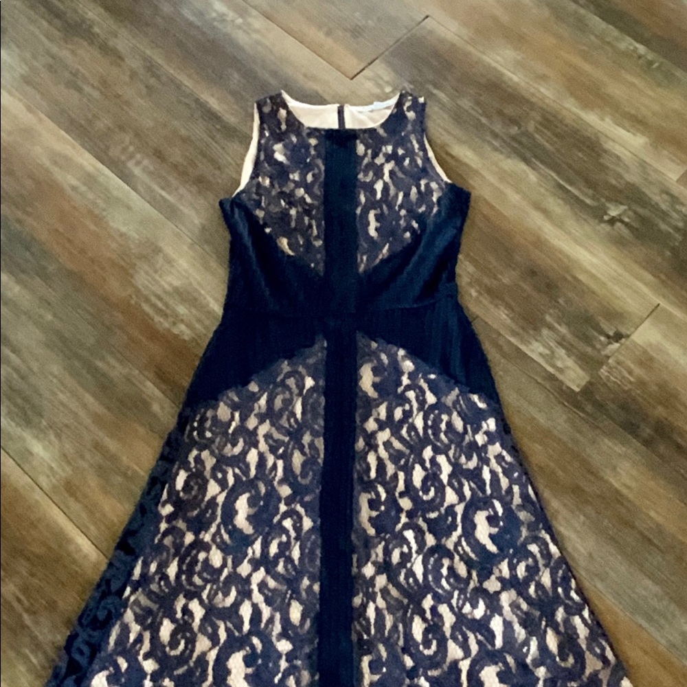 Navy Blue Sleeveless Lace dress Shift 6 Euc